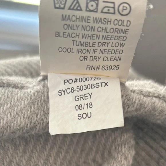 Hawker Rye Men's Grey Herringbone Premium Cotton Cashmere V Neck Sweater Large - Picture 6 of 7